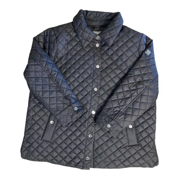 Anne Klein Women's Midweight Jacket Black Quilted, Side Hip Slit, Front Snap XXL - Picture 3 of 14